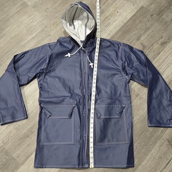 Woolrich Reversable Navy Blue Hooded Rain Jacket Water & Wind Resistant Parka - Picture 7 of 8